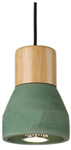 PIKETU Adjustable Height, Battery Operated Pendant Light Fixture, Nordic Style lamp, Wood Ceiling Hanging Powered Bulb,Green,16 * 12.5cm