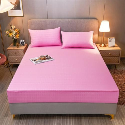 Morbuy Coprimaterasso Impermeabile Matrimoniale Traspirante con Cerniera Microfibra Extra-Morbida e Biestensibile Coprimaterasso (Singolo (80X200cm+10),Rosa)