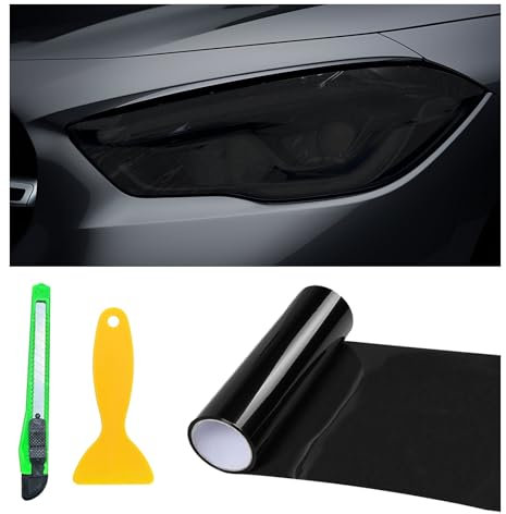 Suvnie Rouleau de film teinté caméléon brillant pour feux arrière, feux de brouillard, film autocollant en vinyle pour accessoires de voiture 30,5 x 122,9 cm (noir foncé)