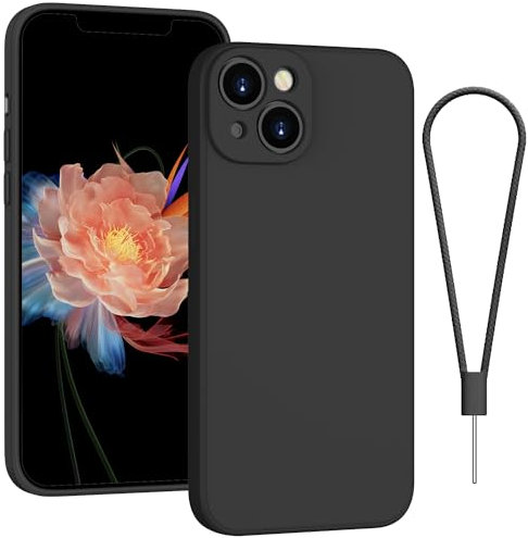 Andwing For iPhone 13 Case Silicone Case Soft Ultra Phone Case Slim Protective Shockproof Cover Scratch-Resistant Microfiber Lining, 6.1 Matte Black