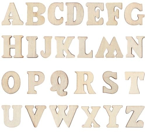 104 Stück Mini Holz Buchstaben 15 mm Basteln Holzbuchstaben kleine Holz Alphabet A-Z Bastelbuchstaben für DIY Kunsthandwerk Hochzeit Party Deko