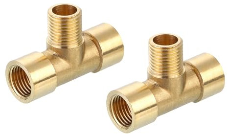 QUARKZMAN Raccord en T en Laiton, 1/4 x 1/4 x 1/4 Npt, Raccord en T à 3 Voies Adaptateur en T Tee de Branche Mâle pour Connecter les Pipelines de Transport de Gaz, Lot de 2