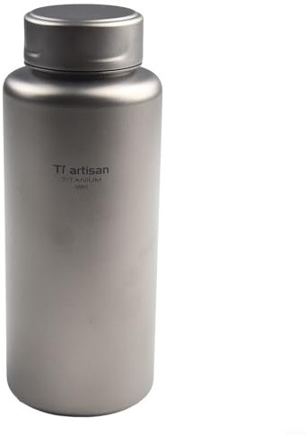 ReachMall Borraccia in titanio da 700 ml/1000 ml, per campeggio, campeggio, escursionismo, con filettatura interna, con sacchetto di stoffa, per campeggio, ciclismo, escursionismo (700 ml)