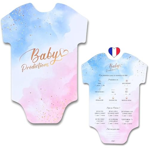 Céparty x25 Carte de Jeu Baby Shower - Kit idéal pour Gender Reveal et Fete prénatale - Animation Tendance de pronostic Naissance du Futur bébé Fille ou Garcon - Cartes rose et bleu pour jeux invités