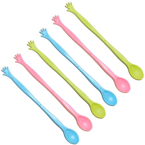 WERIGONI Lot de 6 Cuillere Plastique colorées, petites cuillères, cuillères à café, cuillères à œufs, Cuillere a Dessert cuillères à œufs en plastique