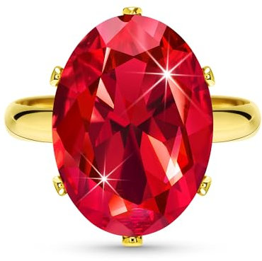 Linawe Rot Ruby Ringe Frauen, Gold Schmuck Goldschmuck, Grosse Groessen Ring Verstellbar Goldring Damen, Moissanite Diamant Fingerring