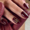 24pcs Christmas Short Almond Press on Nails - Burgundy Fake Xmas Tree Cherry Red Stick on Acrylic Full Cover - Removable Glue-on Nail Art Accessories for Women Girls