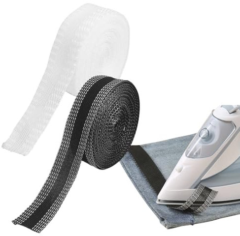 Yiyifor Nastro Termoadesivo per Tessuti, 2 Rotoli 10M di Nastro Adesivo con Orlo per Pantaloni, Nastro in Poliestere per Orlo non Necessita di Cucitura,per Jeans,Vestiti,Cravatta Gonna (Black White)