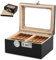 Holz Humidor mit Schloss, Schubladen Zahlenschloss Zigarren Aufbewahrungsbox, Zedernholz Humidor mit digitalem Hygrometer, Geschenk Zigarren Zubehör für Männer (20–35 Zigarren)