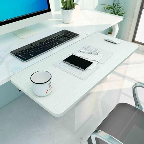 Wansiman Desk Extender Tray,Foldable Desk Extender,Keyboard Extension Table,Ergonomic Table Extender,Table Mount Desk Extender Shelf,Sturdy,Wear-Resistant,Punch-Free,For Study And Office