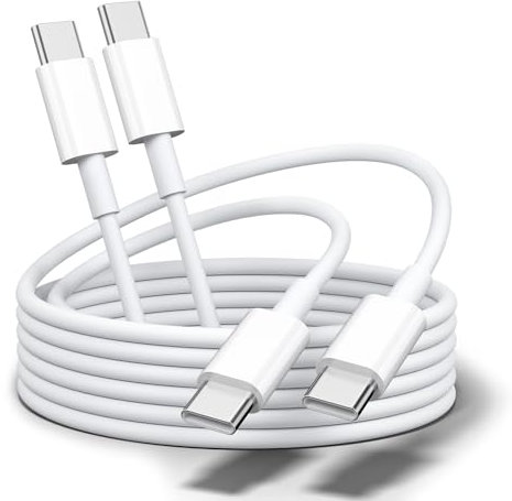 2 Piezas Cable USB C 60W, Cable Type C para Teléfonos Inteligentes Samsung, Carga Rápida Compatible con iPhone 15, MacBook, iPad, Samsung, Pixel, Computadora portátil (Blanco)