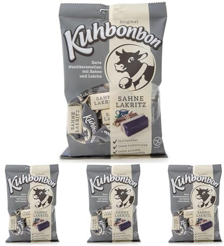Kuhbonbon Crème Réglisse Bonbons au Caramel 200 g (Lot de 4)