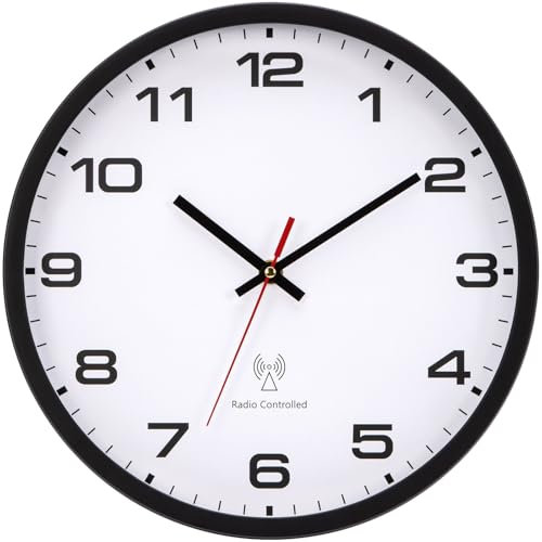 NESIFEE wanduhr funkuhr wanduhr Funk Wand funkwanduhr Schwarze weiß 25cm batteriebetrieben Vintage modern Uhr Wand für Küche Schlafzimmer Wohnzimmer Kinder