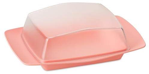 Koziol RIO Butterdose | für 250 g Butter, mit Deckel, zum Aufbewahren & Servieren | biozirkulärer Kunststoff, bruchfest, spülmaschinengeeignet | gedeckter Tisch, Küche (sweet pink)