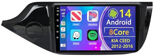 Android CarPlay Radio para KIA CEED 2012-2016 9 Pulgada Touchscreen 2 DIN Autoradio con Android Auto Navegación GPS FM Bluetooth RDS AHD Wi-Fi DSP Cámara Trasera(6+128GB 8Core)