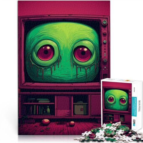 Schweres Puzzle für Erwachsene, 1000 Teile EIN TV-Blob Aus Karton，ab 14 Jahren Staycation: Zeit totschlagen tolles Geschenk。Größe：26x38cm/10.2x14.9Zoll