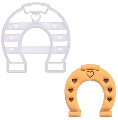 BAKERLOGY Hufeisen Ausstechform – Rustikaler Hufeisen Keks Ausstecher mit Herzprägung für Verlobungs-, Hochzeits-, Jubiläums- und Brautparty-Kekse sowie Western-Themenfeiern