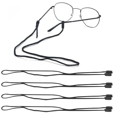 YUNHOLO 4 Pack Secure Glasses Cord, Adjustable Glasses Retainer Straps, Anti-Slip Eyewear Cord, Universal Sports Spectacle Strap for Kids and Adults