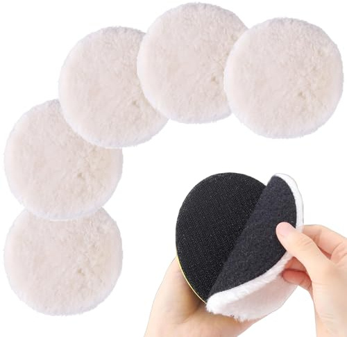 Almohadillas de pulido 5 unidades disco lana 125mm para lijadora orbital, accesorio reutilizable para coche, madera y superficies metálicas, fácil cambio y limpieza