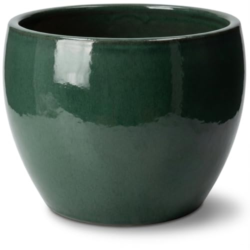 Provencelia Romulus Keramik Blumentopf Jade, Größe: S - Durchmesser: 21 cm x Höhe: 15 cm, frostbeständig, handgefertigt, mediterraner Übertopf für Garten Balkon Outdoor