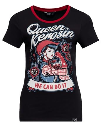 Queen Kerosin Damen T-Shirt Mit Cowgirl-Motiv Im 50s-Stil We Can Do It