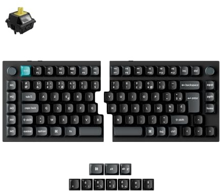 Keychron Q11 Ultra Clavier Mécanique Ergonomique, 75% ISO-FR, 8000 Hz, 2.4 GHz/BT 5.3/USB-C, Double Knobs, RGB, Interrupteur Banane, en Aluminium CNC, Clavier Divisé Compatible Mac, Windows et Linux