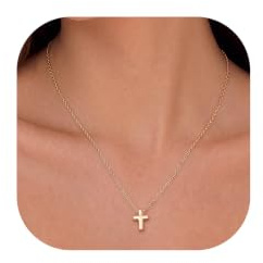 FindChic Kreuz Kette Damen, Kreuzkette Christliche Geschenk Halskette mit kreuzanhänger