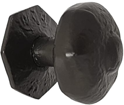 Betley Butterfly Premium Black Antique Cast Iron Octagonal Centre Door Knob Pull, Heavy Duty Traditional Door Handle