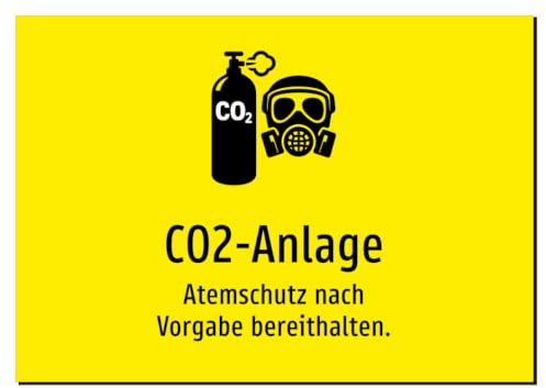 35373-DE-S-12 | CO2-Anlage - Atemschutz nach Vorgabe bereithalten | Aufkleber A3, 420 x 297mm | mit Symbolgrafik und Text