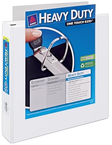 Avery Heavy-Duty View 3-Ringbuch, extra breit, 3,8 cm EZD-Ringe, 1 weißer Ordner (01319)