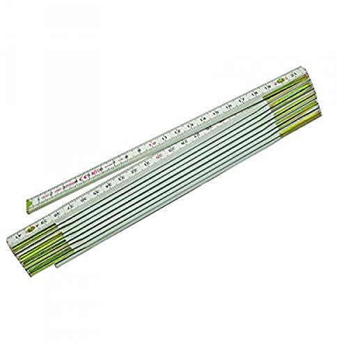 Metrica 23119 Holzgliedermassstab 2 m, rote Dezimalen, weiß