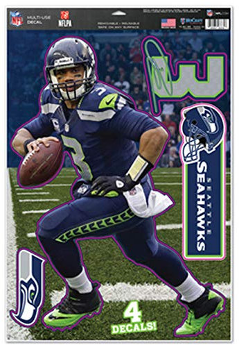 Originales NFL Seattle Seahawks Aufkleber-Bogen-Set Russell Wilson in 28*43 cm