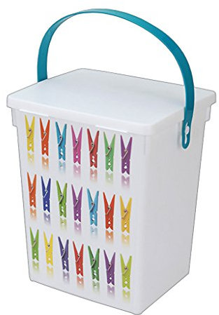 Viscio Trading Wäscheklammer-Behälter Wäscheklammer-Eimer, 19 x 16,5 x 23, Waiss