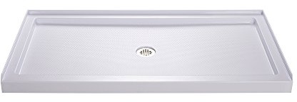 DreamLine SlimLine 32 in. D x 54 in. W x 2 3/4 in. H Center Drain Single Threshold Shower Base in White, DLT-1132540