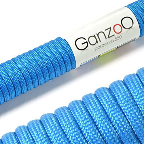 Ganzoo Paracord 550 Seil Hell-Blau 4mm Schnur Typ 3, Nylon & Polyester, ideal für Basteln von Hundeleine Halsband Armband/Camping Survival und Outdoor 30 Meter Allzweckseil 7 Innenstränge