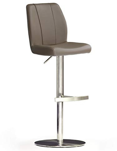 Robas Lund NA.OMI Barstuhl/-hocker, Leder/Edelstahl, rund/360 Grad drehbar, ca. 42 x 89-114 x 52 cm, cappuccino