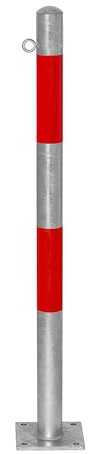 kaiserkraft | Sperrpfosten Morion | zum Aufdübeln | Ø 76 mm | feuerverzinkt/rot reflektierend | 1 Öse