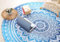 Popular Handicrafts Runder Wandteppich, Wandbehang, Ombré-Stil, Hippie-Mandala, Bohemian, Hippie, aufwendige indische Wandteppiche, Tischdecke, 178 cm, Blau