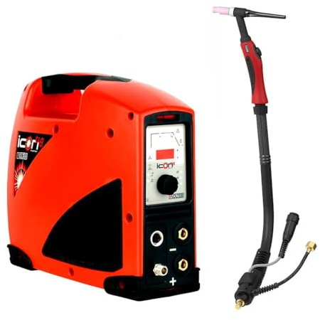 Solter KIT ICONTIG 1880 HF – Soldadora TIG DC Profesional 180A, Encendido HF y Lift-Arc, Antorcha SR-17 4M, Masa 3M Cu 25mm, Regulación ARCSENSE, Protección Sobrecarga y Ventilación Inteligente
