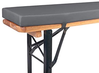 TexDeko® Bierbankauflage gepolstert 220x25x4cm XL für Bierzeltgarnitur Bankauflage waschbar mit Reißverschluss zum selber aufziehen (Anthrazit)