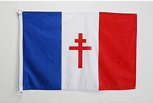 AZ FLAG - Drapeau France libre 1940-1944 Spécial Extérieur - 150x90 cm - Drapeau Français De La Résistance En Maille Bloquée Avec Anneaux Plastiques Intégrés - 170g