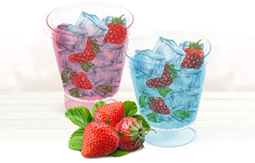 Decorline- Eleganter transparenter Kunstoff Horn Gläser Mit Deckel, 200ml - Plastik -10 Stück