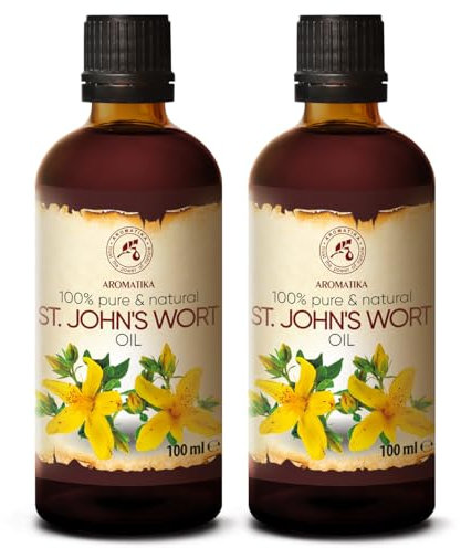 Olio Iperico 2x100ml - Hypericum Perforato - 100% Puro & Naturale per Bellezza - Bagno - Cura del Corpo - Rilassamento