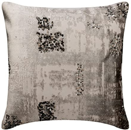 The HomeCentric Silber Kissen uberzuge, 40 x 40 cm Samt Groll & Pailletten Kissenbezug Couch, Abstrakt Modern - Grudgingly Silver