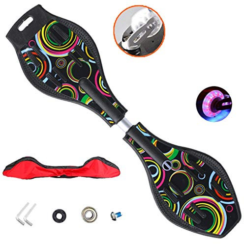 YEENUO Shortboard Skateboard Cruiser Caster Board 34 X 8 - 2 Räder Radical Intensive Acceleration Waveboard - mit 360 Grad Caster Trucks und rutschfester konkaver Plattform - tragbarer leichter Sk