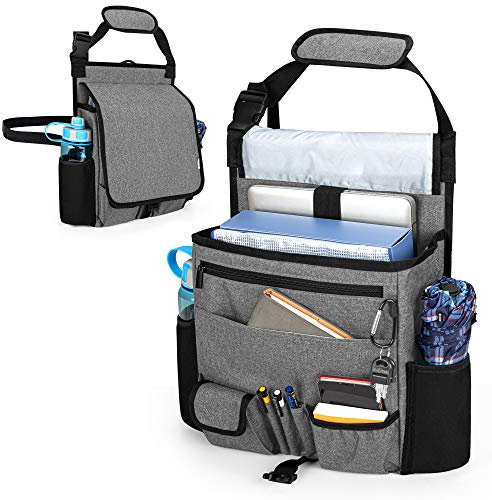 Luxja Car Front Seat Organiser, Car Seat Storage Organiser with Cover, Car Seat Organiser, Grey