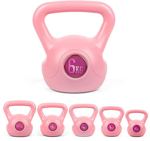 Phoenix Fitness RY1422 Vinyl-Kugelhantel – schwere Kugelhantel für Zuhause, Fitnessstudio, Workout, Ausrüstung, Krafttraining, Pilates, Krafttraining, Rosa, 6 kg