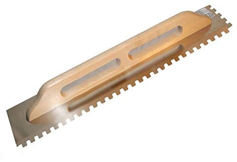 Toolty Stainless Steel Square Notched Trowel - 680mm, 12x12mm - for Adhesive Mortars - Wooden Handle