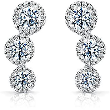 baobei Pendientes de tuerca de plata de ley 925 con circonita cúbica transparente 5A, regalo para mujeres y niñas con caja de joyería