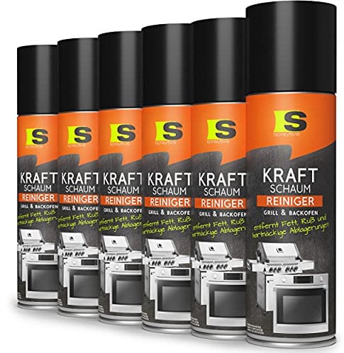 Spraytive 6 x 500ml Grill- & Backofenreiniger - Kraft-Schaum-Spray - Einfache Reinigung von Backblech, Grillrost, Topf & Co. - Grillreiniger ohne Aufheizen